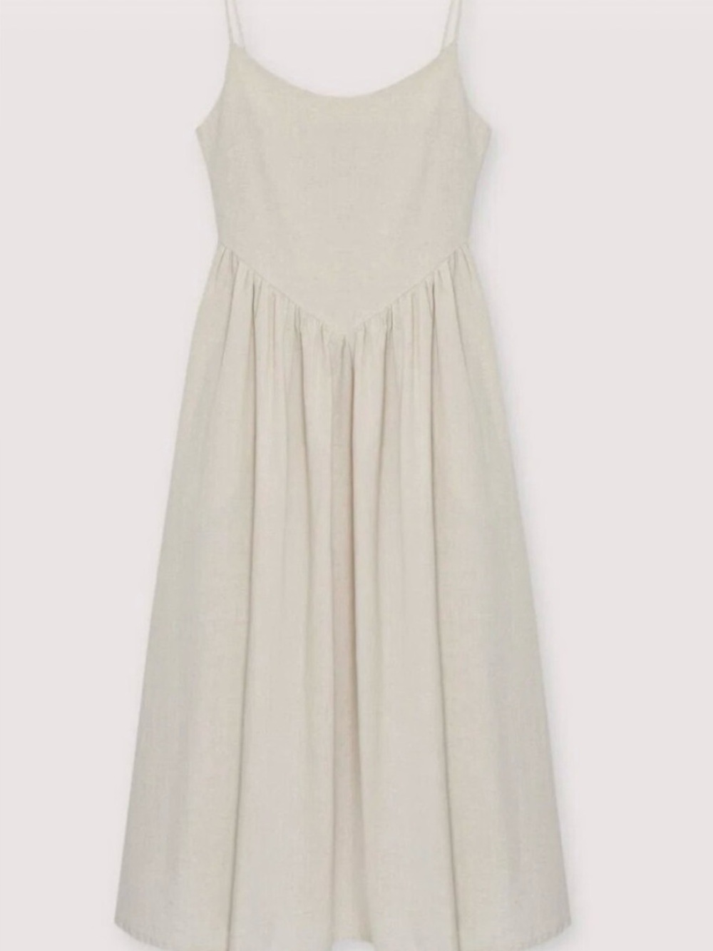 Cream Basque Waist Cotton Dress